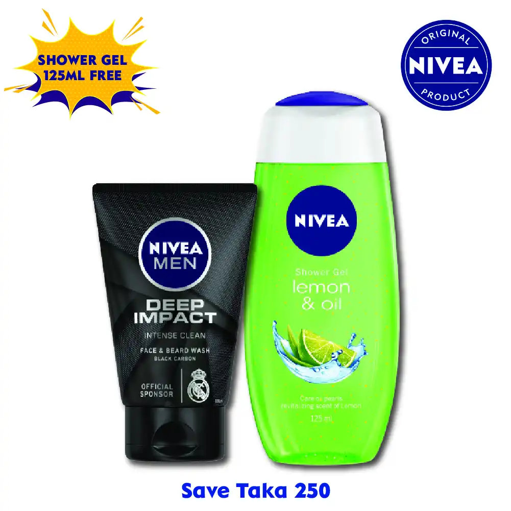 Buy Nivea Men Deep Anti-Impurities Clean Face & Beard Wash Get Nivea Shower Gel Fresh Pure 125ml