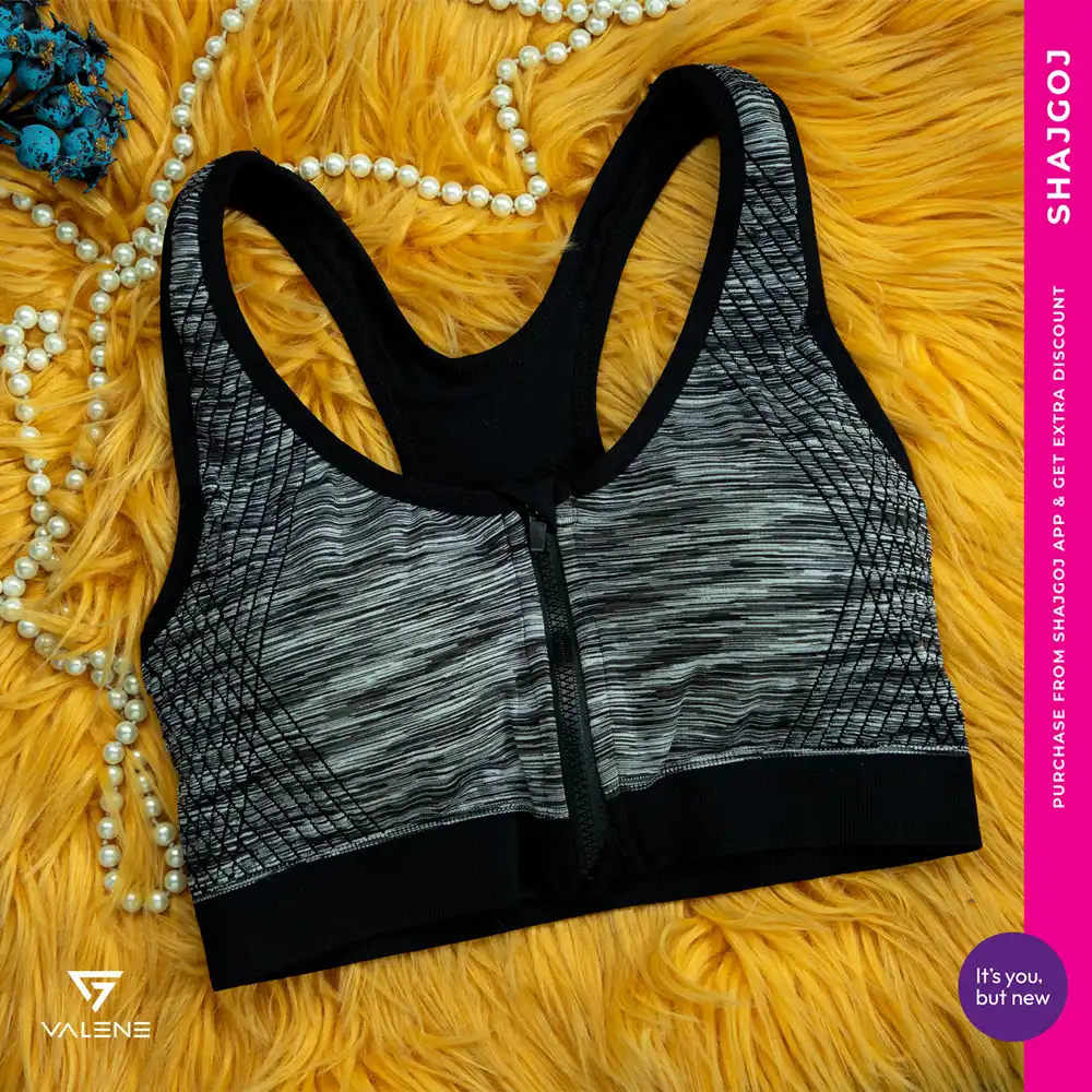 Valene Racerback Sports Bra Black & Gray